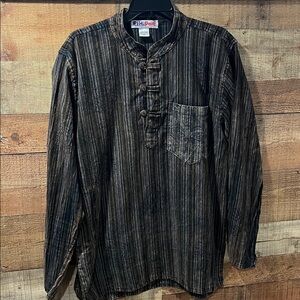 EzHippie grandad Henley collarless Shirt men's medium